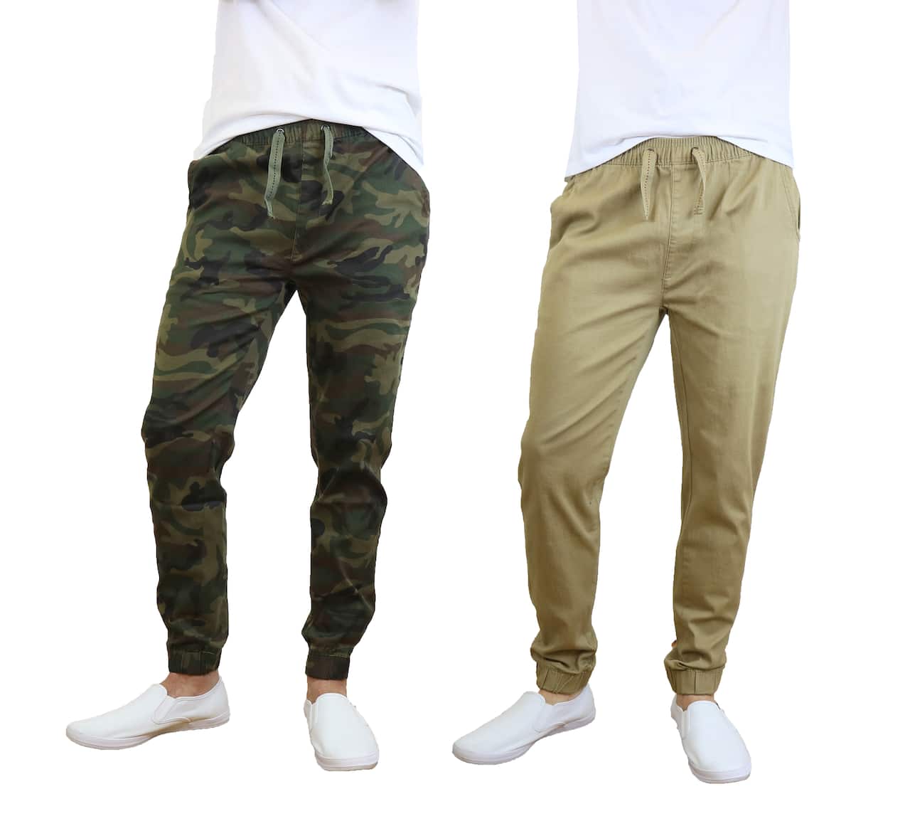Galaxy By Harvic Slim Fit Basic Stretch Twill Men's Joggers 2 Pack